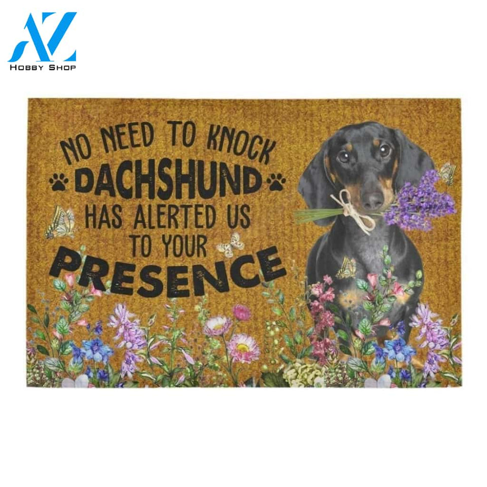 No Need To Knock Dachshund Alerted Lavender Printed Doormat Home Decor