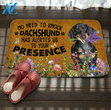 No Need To Knock Dachshund Alerted Lavender Printed Doormat Home Decor