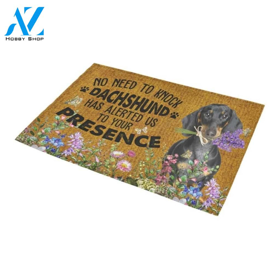 No Need To Knock Dachshund Alerted Lavender Printed Doormat Home Decor