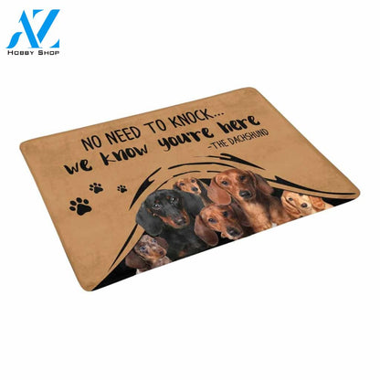 NO NEED TO KNOCK DACHSHUND Doormat 23.6" x 15.7" | Welcome Mat | House Warming Gift