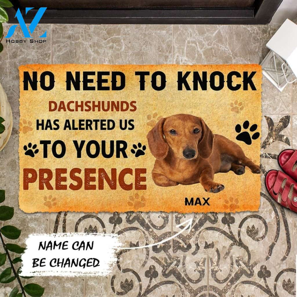 Gearhumans Gearhuman 3D No Need To Knock Dachshunds Dog Custom Name Doormat