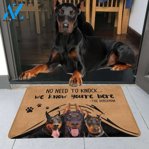 NO NEED TO KNOCK DOBERMAN Doormat 23.6" x 15.7" | Welcome Mat | House Warming Gift