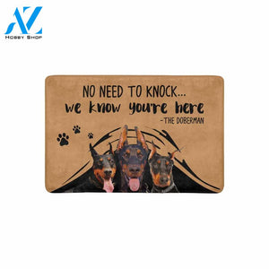 NO NEED TO KNOCK DOBERMAN Doormat 23.6" x 15.7" | Welcome Mat | House Warming Gift