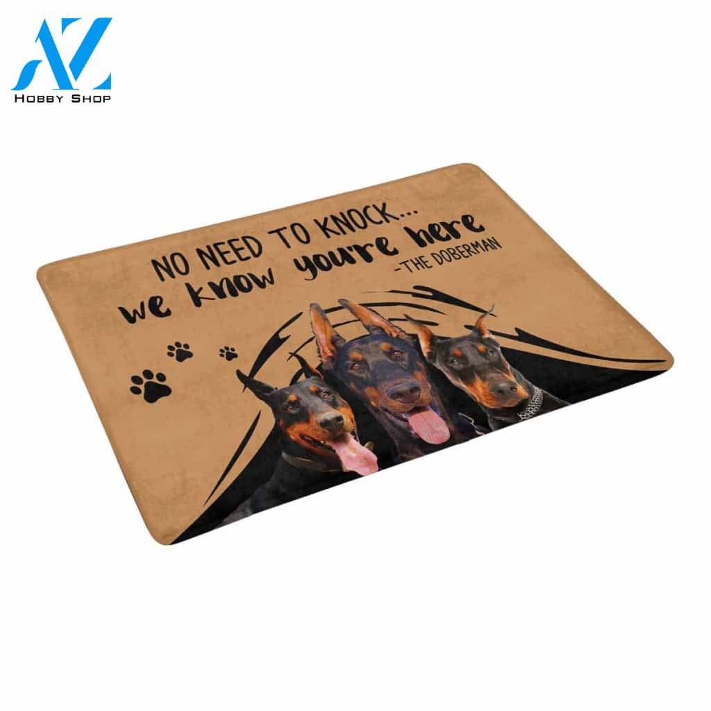 NO NEED TO KNOCK DOBERMAN Doormat 23.6" x 15.7" | Welcome Mat | House Warming Gift