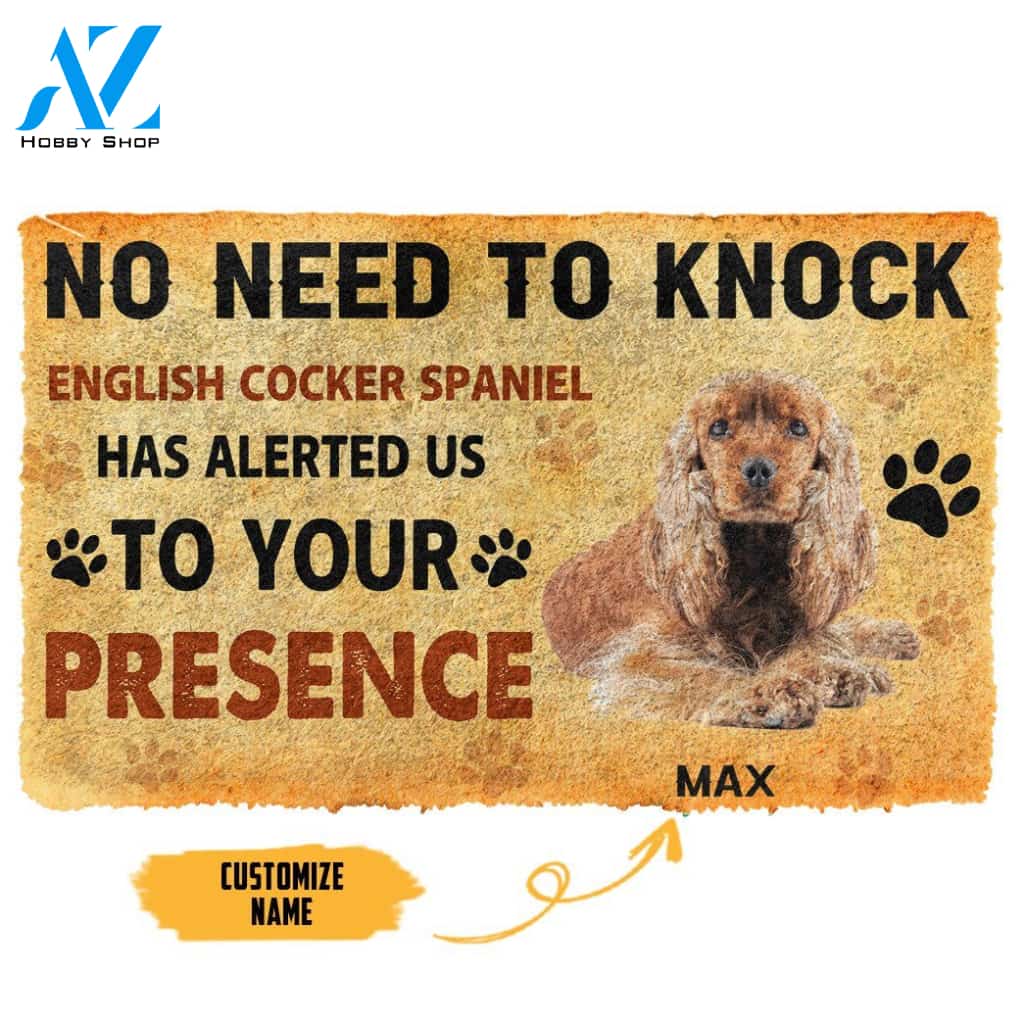 Gearhumans Gearhuman 3D No Need To Knock English Cocker Spaniel Dog Custom Name Doormat