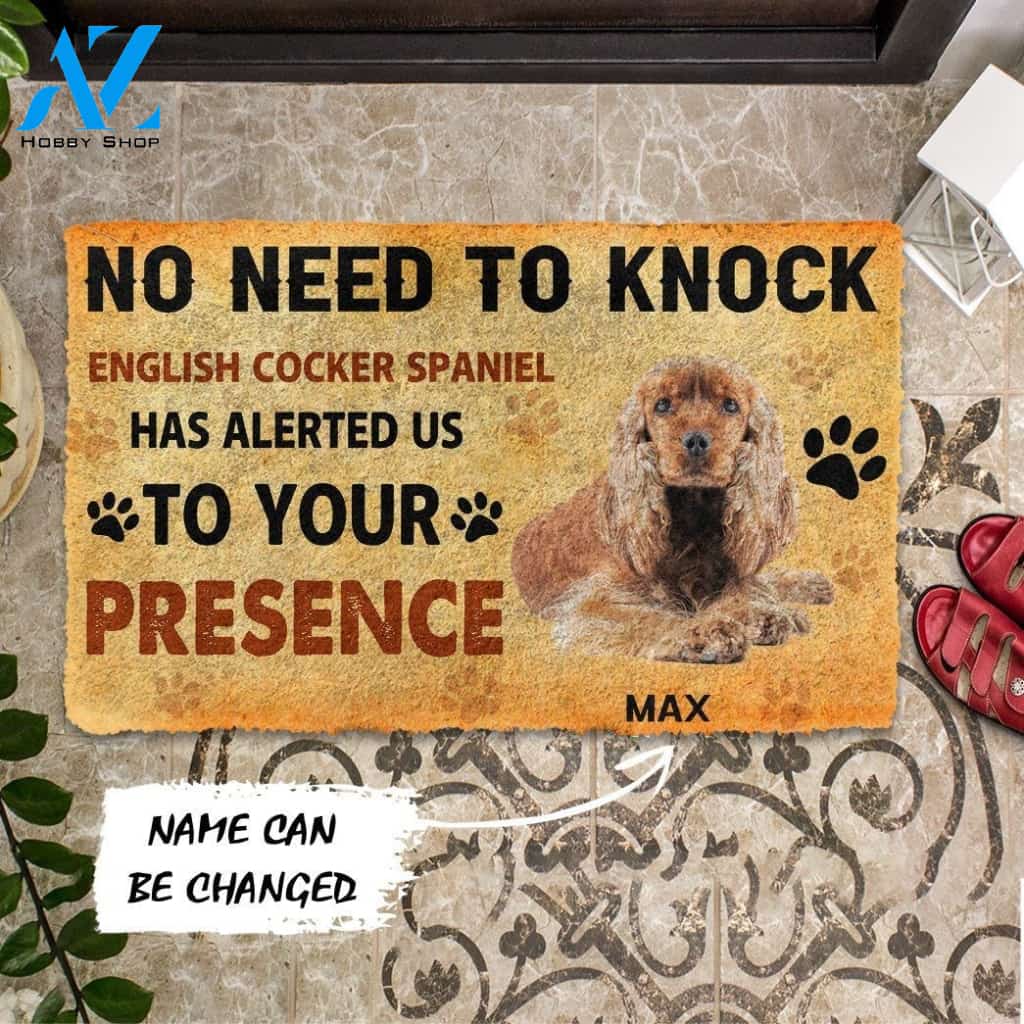 Gearhumans Gearhuman 3D No Need To Knock English Cocker Spaniel Dog Custom Name Doormat