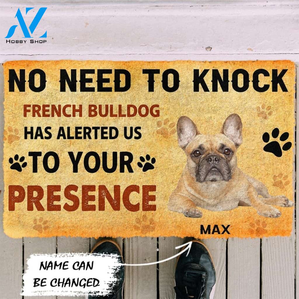 Gearhumans Gearhuman 3D No Need To Knock French Bulldog Dog Custom Name Doormat