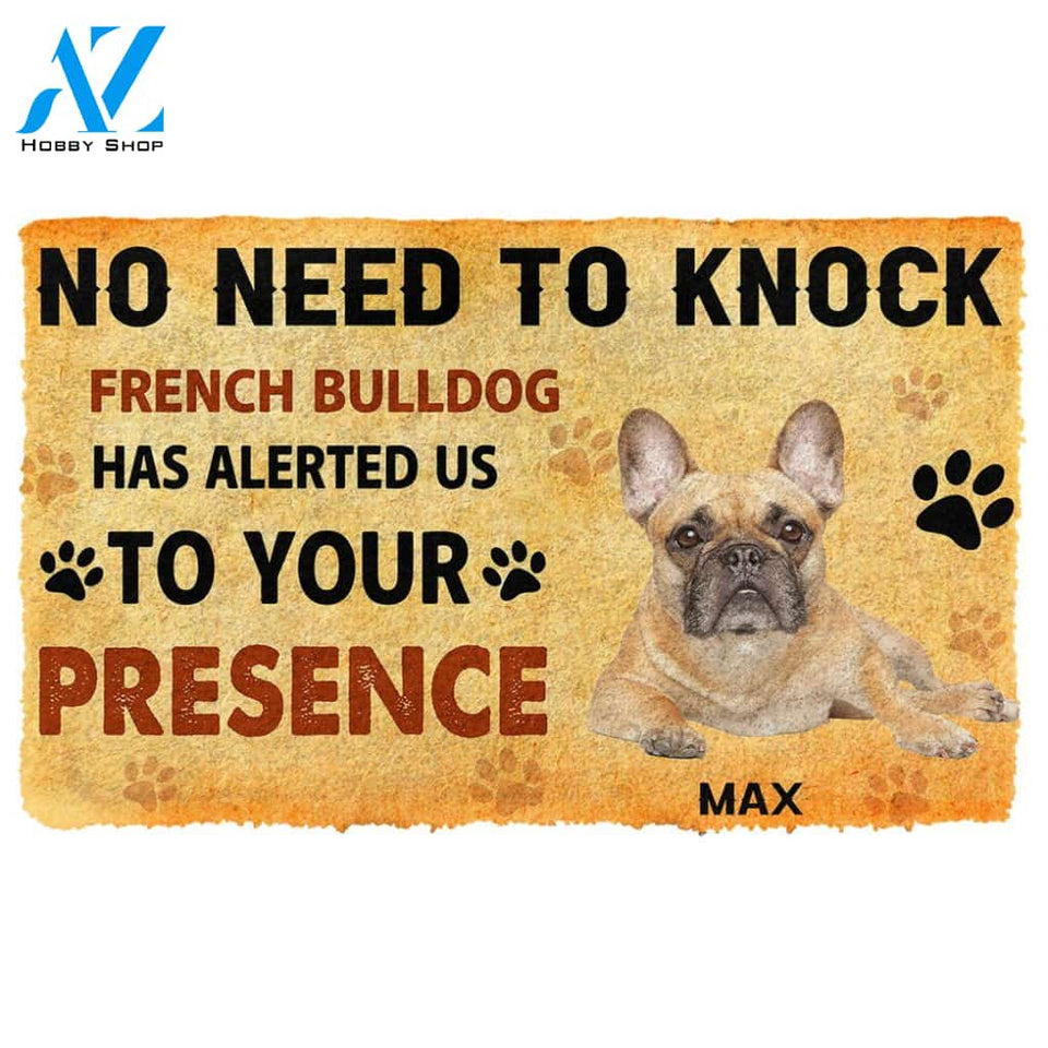Gearhumans Gearhuman 3D No Need To Knock French Bulldog Dog Custom Name Doormat