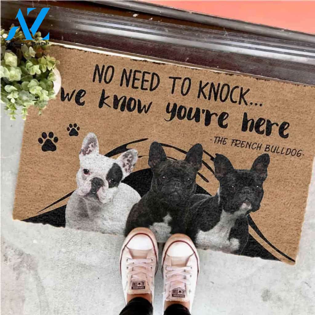 No Need To Knock French Bulldog Home Decor Doormat - Welcome Mat - House Warming Gift