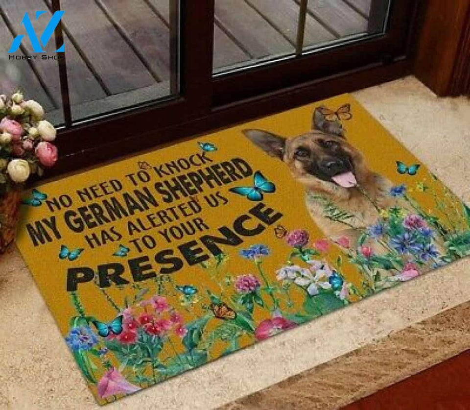 No Need To Knock German Shepherd Easy Clean Welcome DoorMat | Felt And Rubber | DO3422