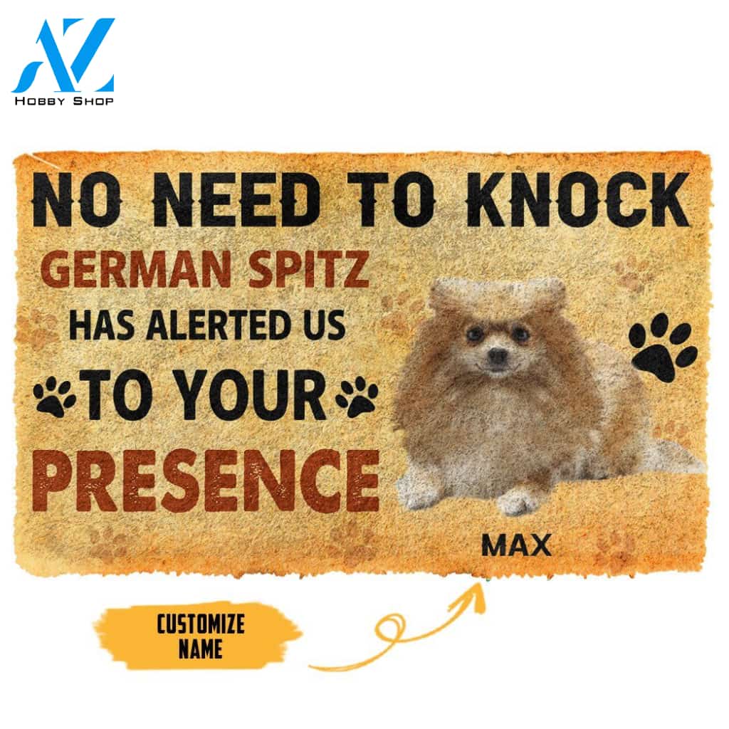 Gearhumans Gearhuman 3D No Need To Knock German Spitz Dog Custom Name Doormat