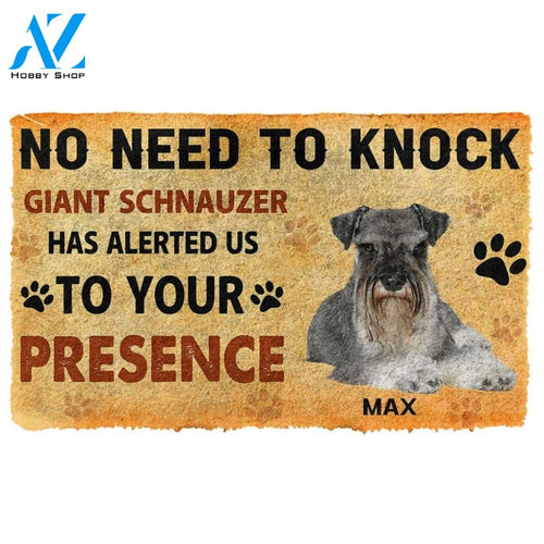Gearhumans Gearhuman 3D No Need To Knock Giant Schnauzer Dog Custom Name Doormat