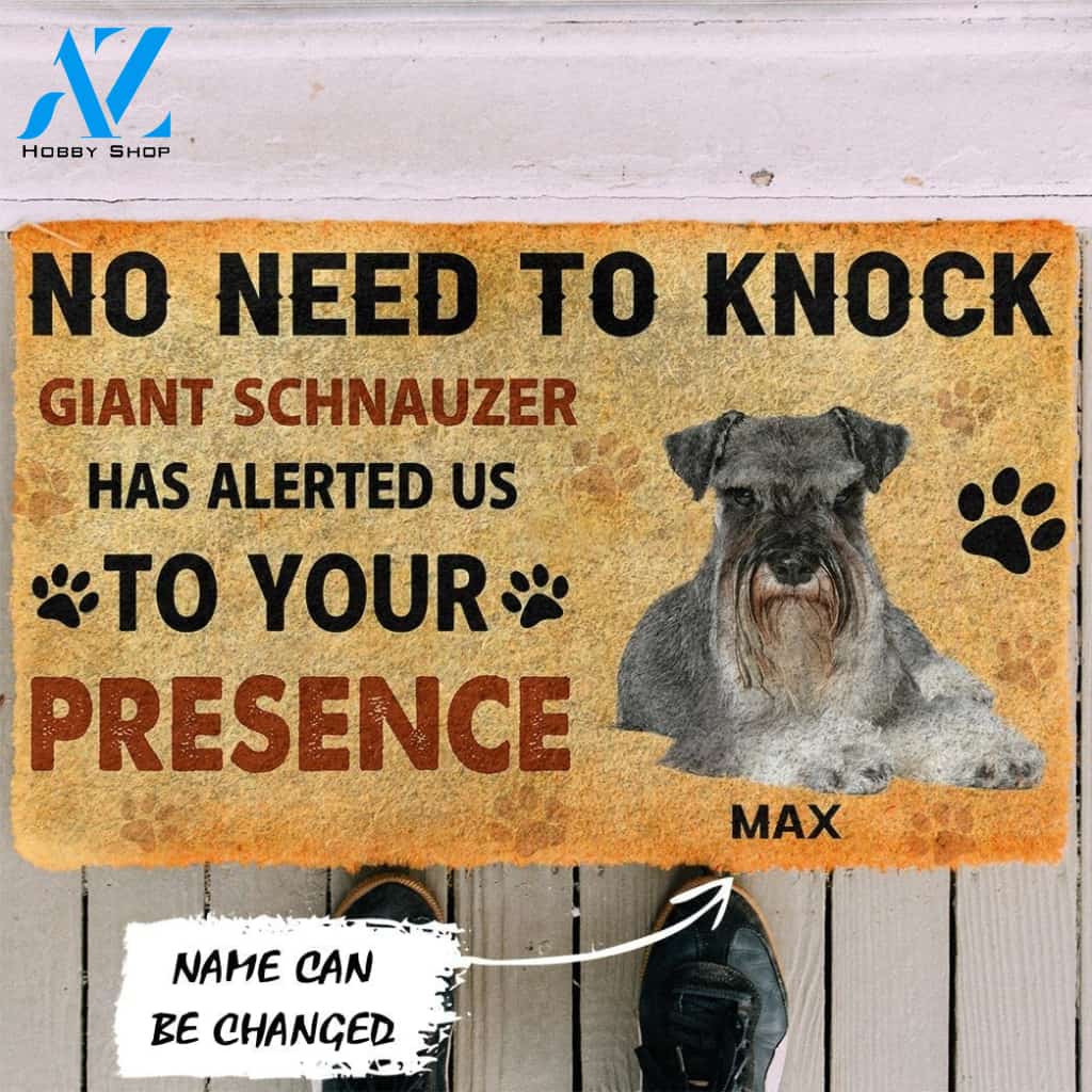 Gearhumans Gearhuman 3D No Need To Knock Giant Schnauzer Dog Custom Name Doormat
