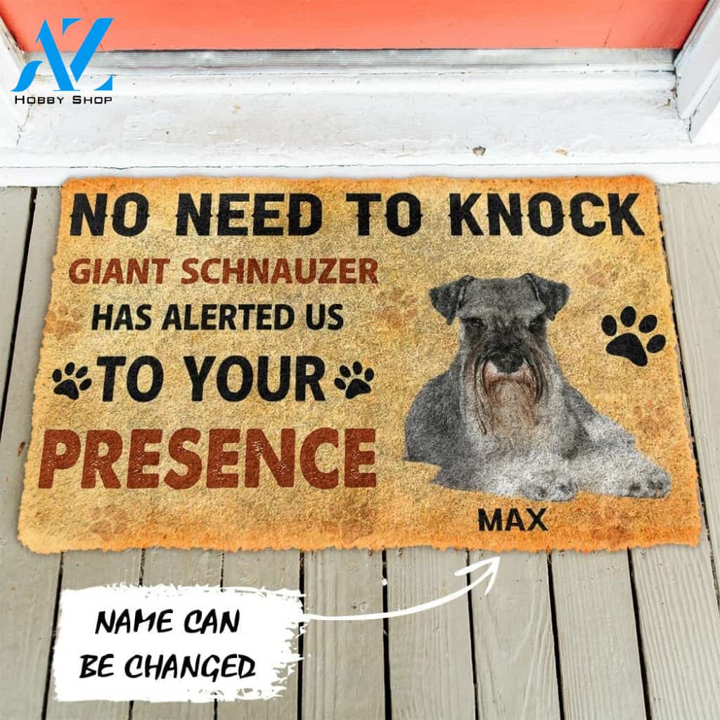Gearhumans Gearhuman 3D No Need To Knock Giant Schnauzer Dog Custom Name Doormat