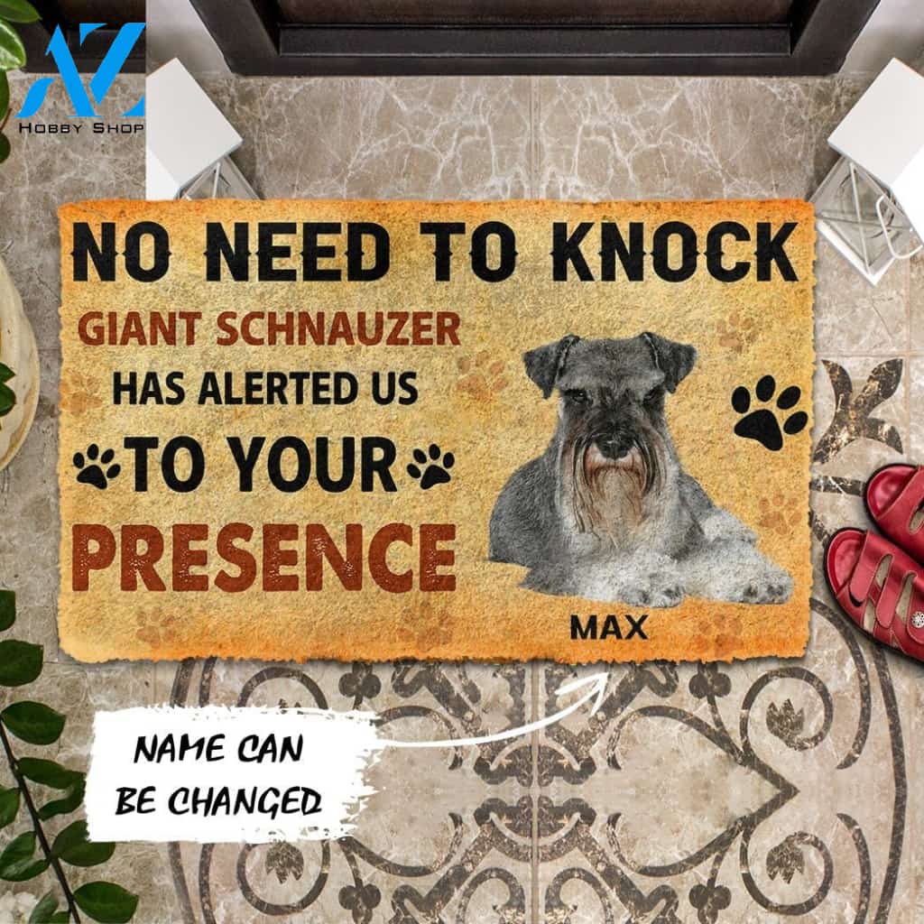 Gearhumans Gearhuman 3D No Need To Knock Giant Schnauzer Dog Custom Name Doormat