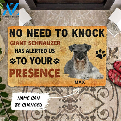 Gearhumans Gearhuman 3D No Need To Knock Giant Schnauzer Dog Custom Name Doormat