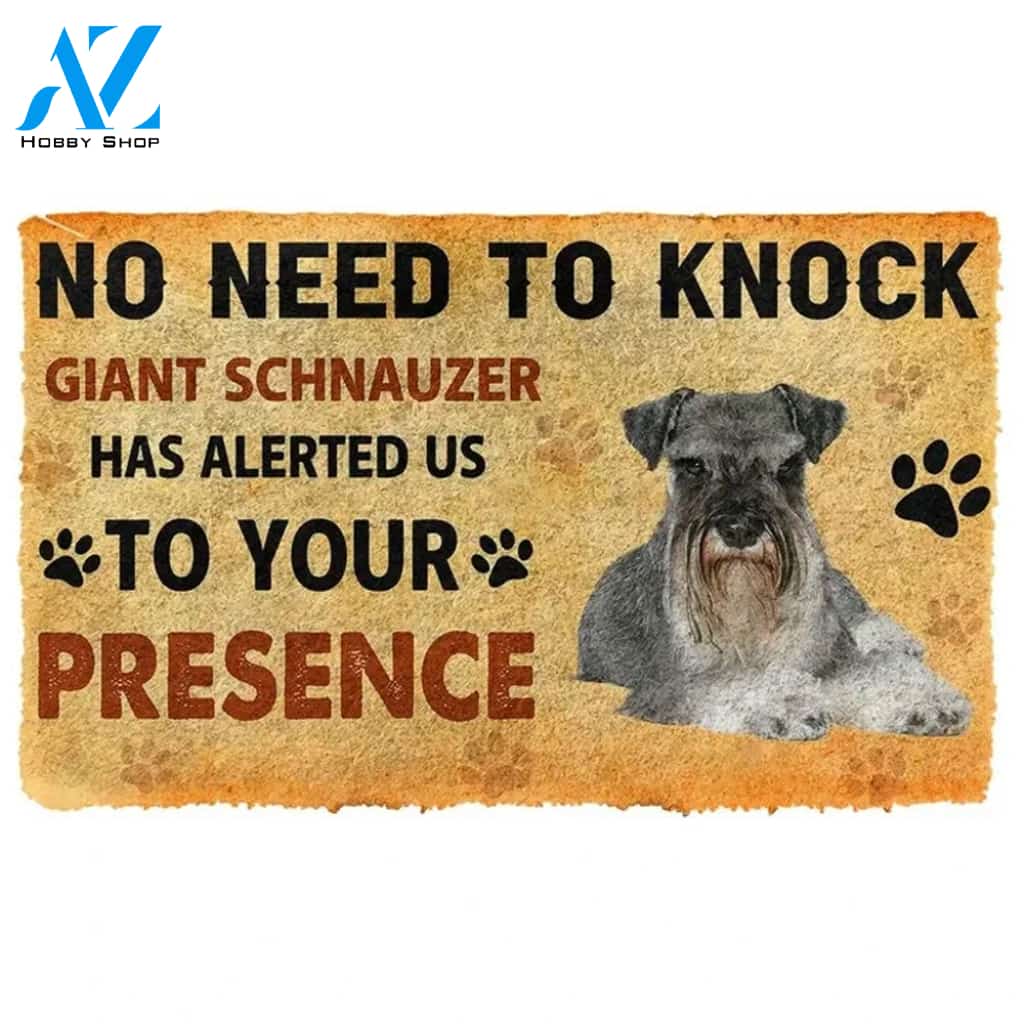 No Need To Knock Giant Schnauzer Dog Doormat Welcome Mat Housewarming Gift Home Decor Funny Doormat Gift For Dog Lovers