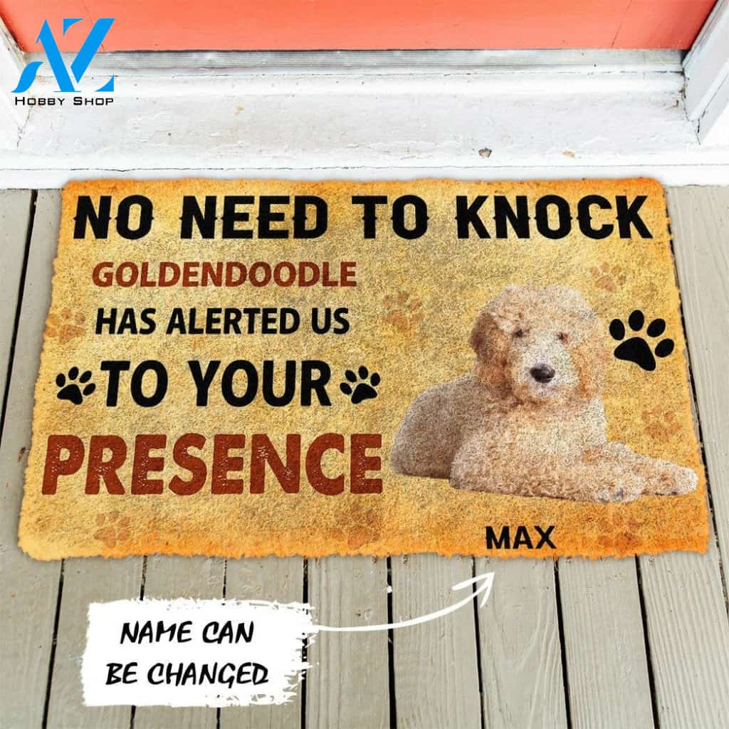 Gearhumans Gearhuman 3D No Need To Knock Goldendoodle Dog Custom Name Doormat