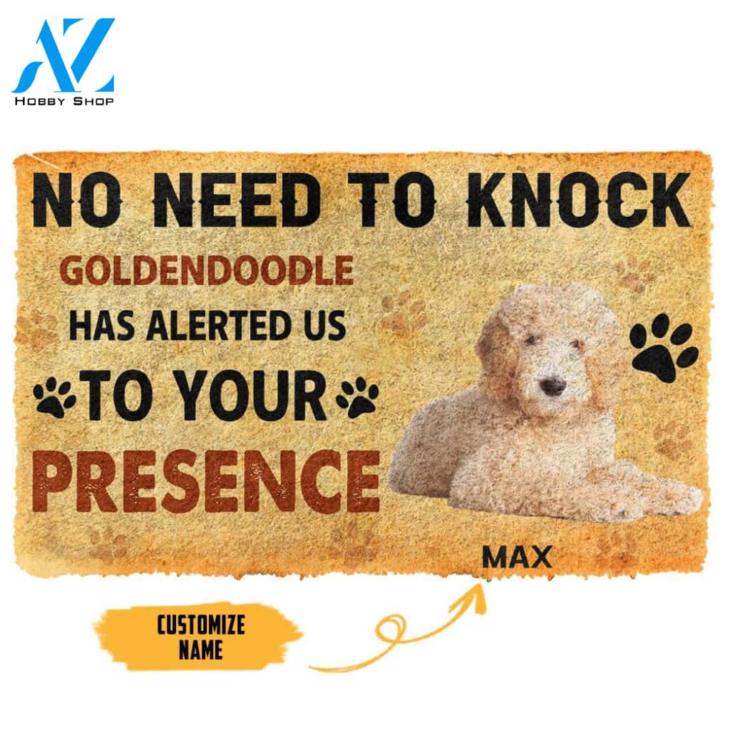 Gearhumans Gearhuman 3D No Need To Knock Goldendoodle Dog Custom Name Doormat