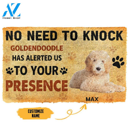 Gearhumans Gearhuman 3D No Need To Knock Goldendoodle Dog Custom Name Doormat