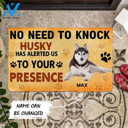 Gearhumans Gearhuman 3D No Need To Knock Husky Dog Custom Name Doormat