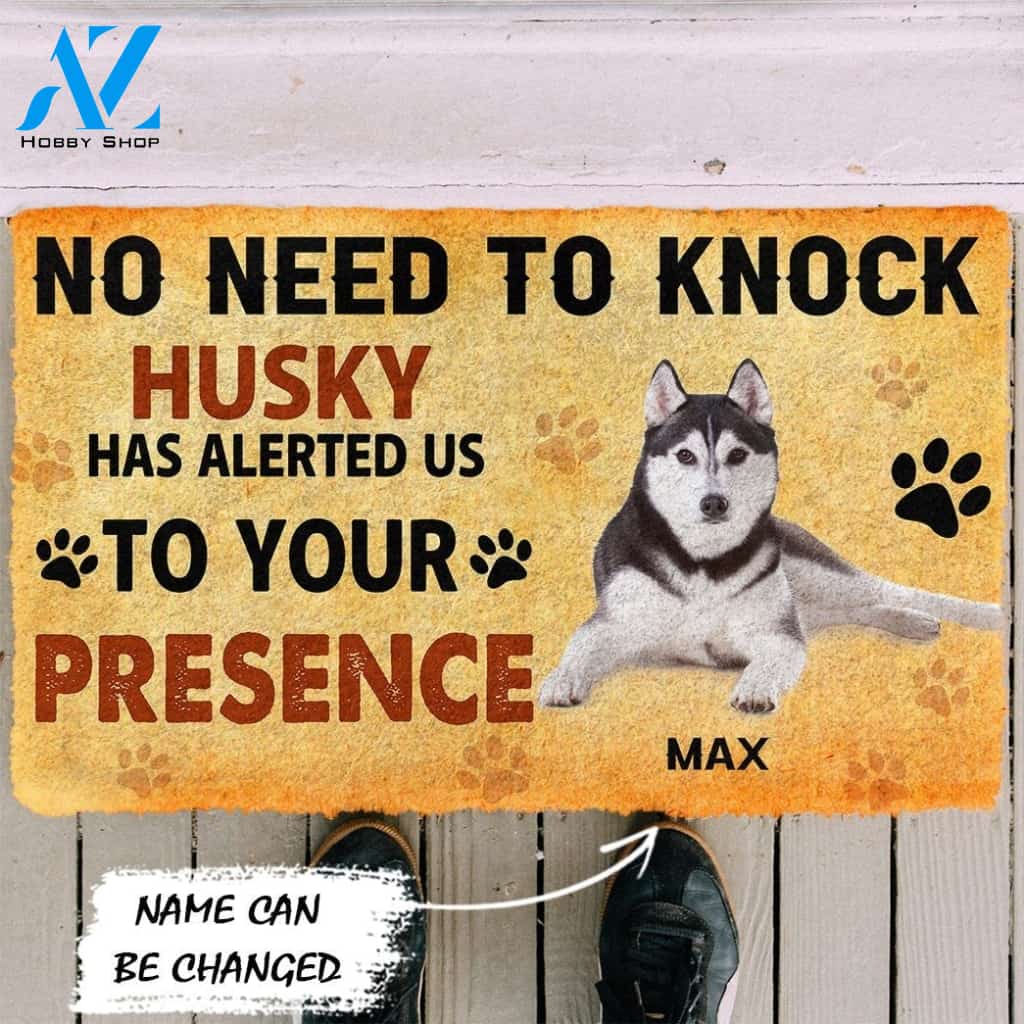 Gearhumans Gearhuman 3D No Need To Knock Husky Dog Custom Name Doormat