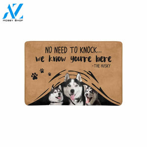 NO NEED TO KNOCK HUSKY Doormat 23.6" x 15.7" | Welcome Mat | House Warming Gift