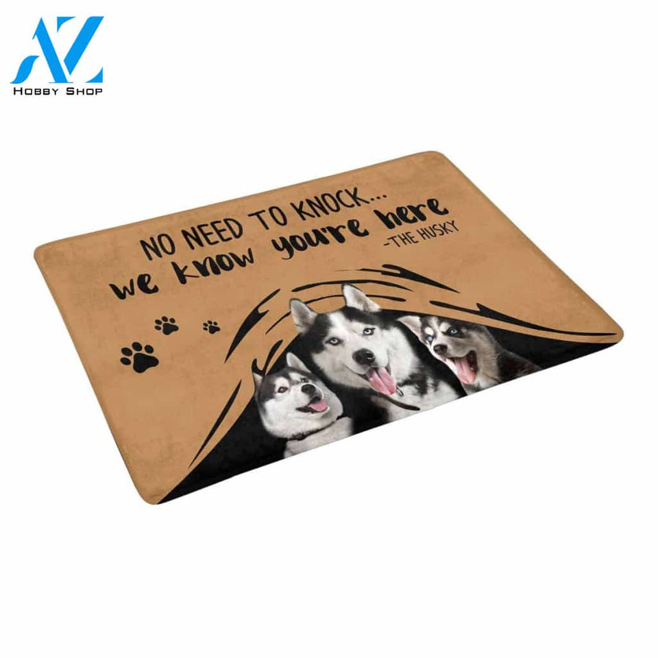 NO NEED TO KNOCK HUSKY Doormat 23.6" x 15.7" | Welcome Mat | House Warming Gift