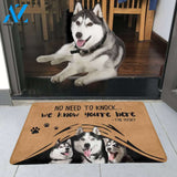 NO NEED TO KNOCK HUSKY Doormat 23.6" x 15.7" | Welcome Mat | House Warming Gift