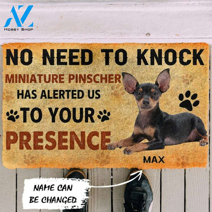 Gearhumans Gearhuman 3D No Need To Knock Miniature Pinscher Dog Custom Name Doormat