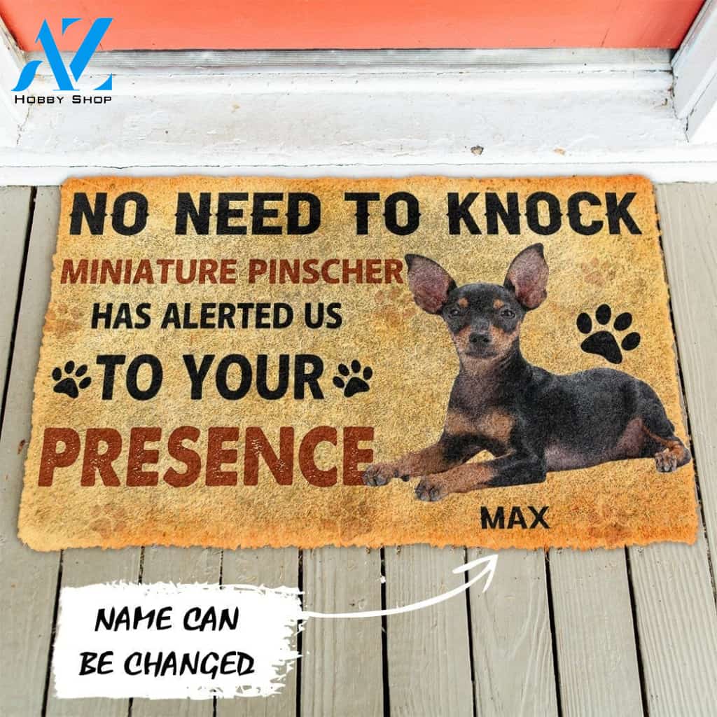 Gearhumans Gearhuman 3D No Need To Knock Miniature Pinscher Dog Custom Name Doormat