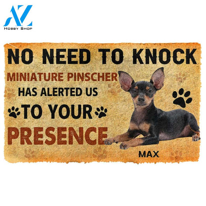 Gearhumans Gearhuman 3D No Need To Knock Miniature Pinscher Dog Custom Name Doormat