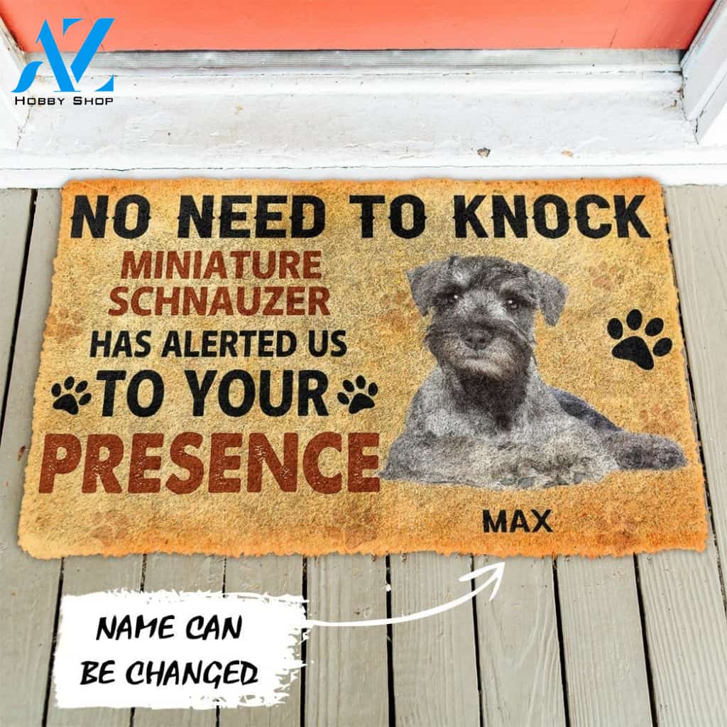 Gearhumans Gearhuman 3D No Need To Knock Miniature Schnauzer Dog Custom Name Doormat
