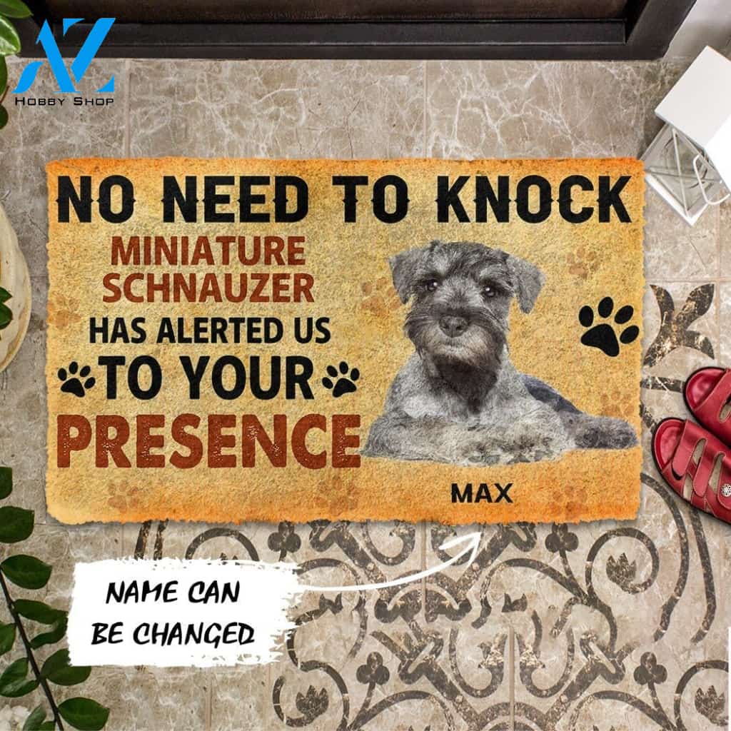 Gearhumans Gearhuman 3D No Need To Knock Miniature Schnauzer Dog Custom Name Doormat