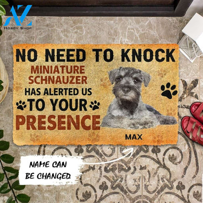 Gearhumans Gearhuman 3D No Need To Knock Miniature Schnauzer Dog Custom Name Doormat