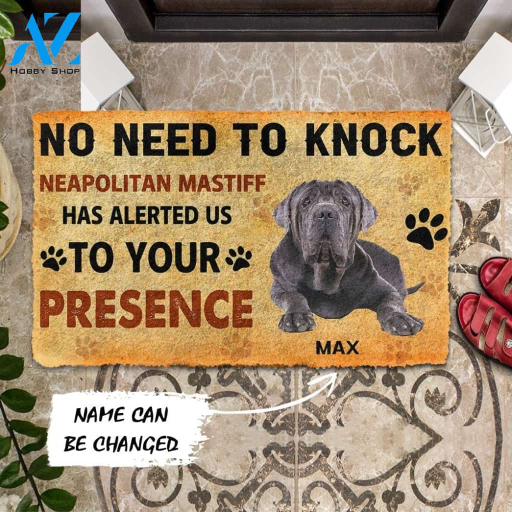 Gearhumans Gearhuman 3D No Need To Knock Neapolitan Mastiff Dog Custom Name Doormat