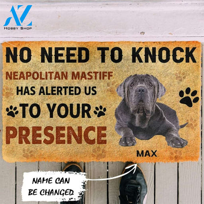 Gearhumans Gearhuman 3D No Need To Knock Neapolitan Mastiff Dog Custom Name Doormat