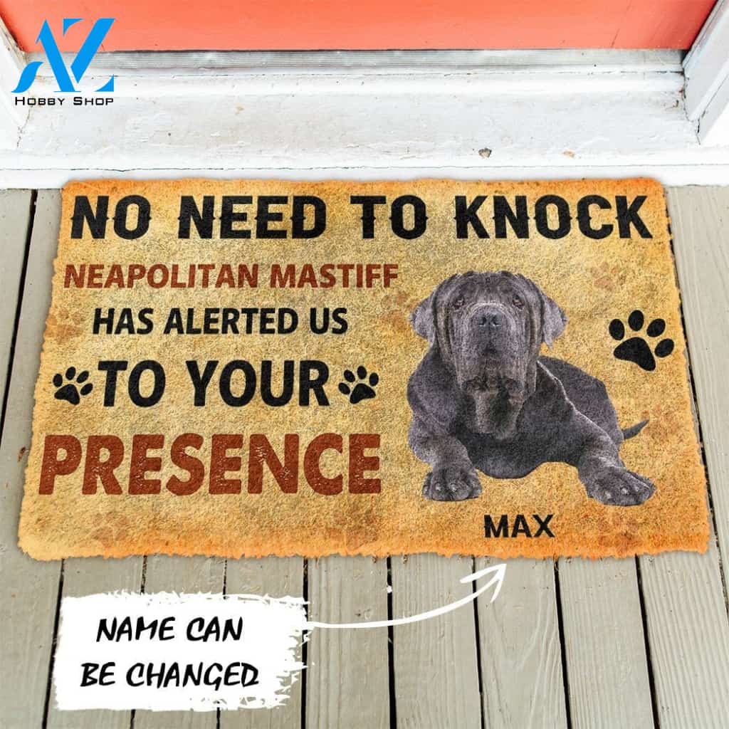 Gearhumans Gearhuman 3D No Need To Knock Neapolitan Mastiff Dog Custom Name Doormat