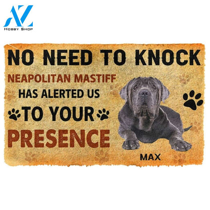 Gearhumans Gearhuman 3D No Need To Knock Neapolitan Mastiff Dog Custom Name Doormat