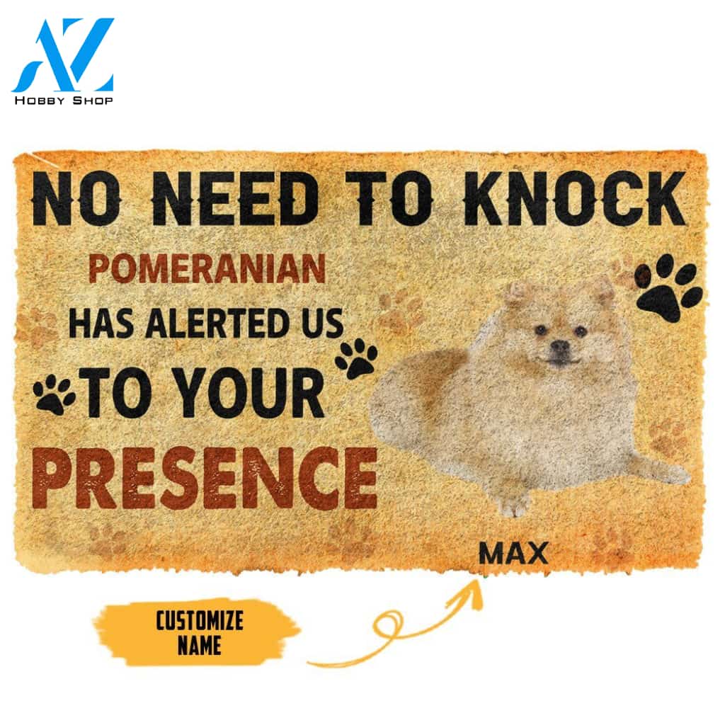 Gearhumans Gearhuman 3D No Need To Knock Pomeranian Dog Custom Name Doormat