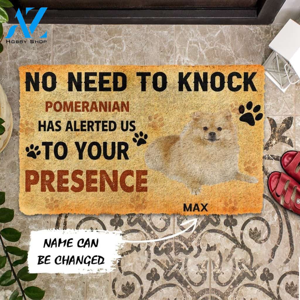 Gearhumans Gearhuman 3D No Need To Knock Pomeranian Dog Custom Name Doormat