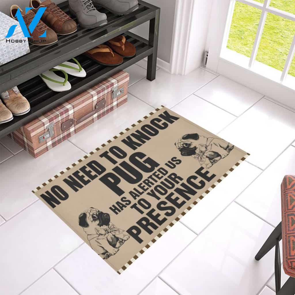 No Need To Knock Pug Doormat Indoor And Outdoor Mat Entrance Rug Sweet Home Decor Housewarming Gift Gift For Friend Family Stem Feminist