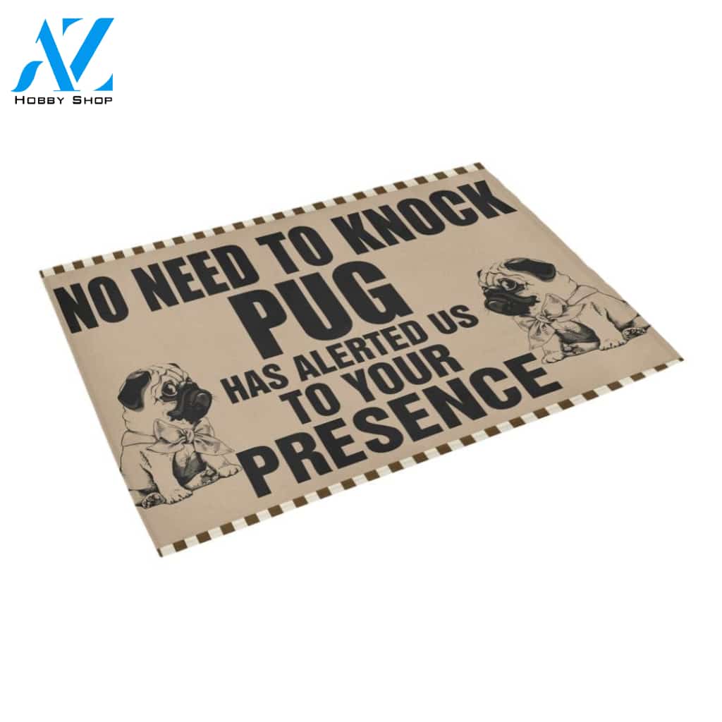 No Need To Knock Pug Doormat Indoor And Outdoor Mat Entrance Rug Sweet Home Decor Housewarming Gift Gift For Friend Family Stem Feminist