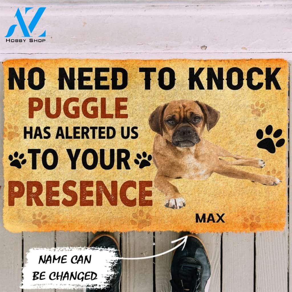 Gearhumans Gearhuman 3D No Need To Knock Puggle Dog Custom Name Doormat
