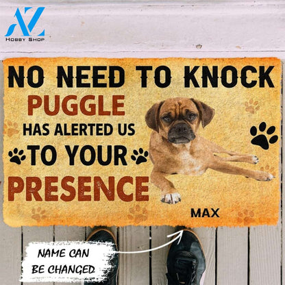 Gearhumans Gearhuman 3D No Need To Knock Puggle Dog Custom Name Doormat
