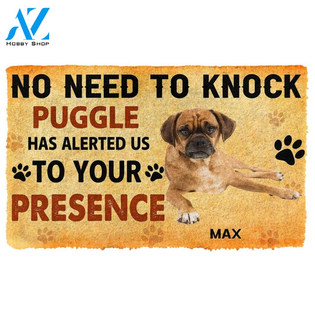 Gearhumans Gearhuman 3D No Need To Knock Puggle Dog Custom Name Doormat