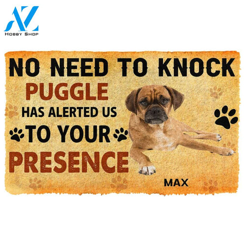 Gearhumans Gearhuman 3D No Need To Knock Puggle Dog Custom Name Doormat
