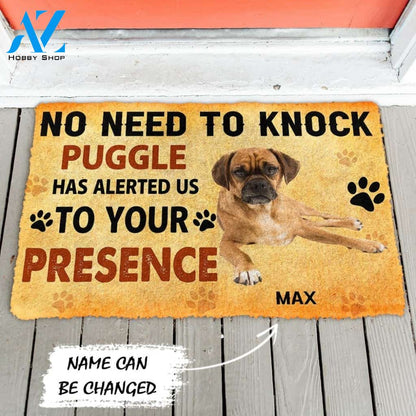Gearhumans Gearhuman 3D No Need To Knock Puggle Dog Custom Name Doormat