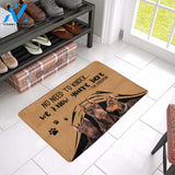 NO NEED TO KNOCK RED DOBERMAN Doormat 23.6" x 15.7" | Welcome Mat | House Warming Gift