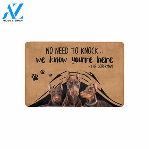 NO NEED TO KNOCK RED DOBERMAN Doormat 23.6" x 15.7" | Welcome Mat | House Warming Gift